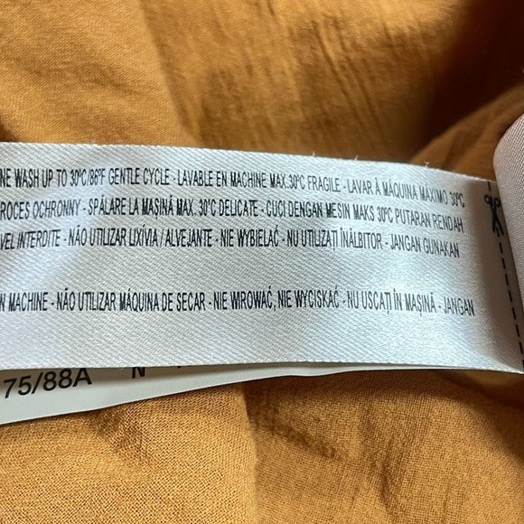 Massimo Dutti Blouse Womens Sz S Embroidered Detail Orange Rust Button Bohemian - Picture 9 of 11